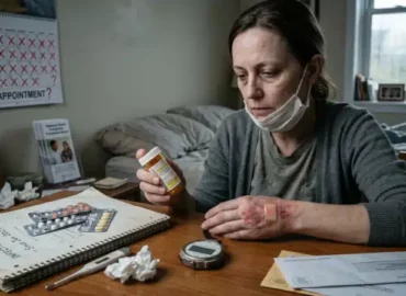 Infection chronique résistante - Le coût réel de l’attente Patiente souffrant d'une infection chronique résistante attendant son traitement.